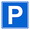 White parking icon on green roundel